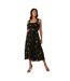 Robe Midi Smockée À Broderie Florale Femme Noir Nobody´s Child-1