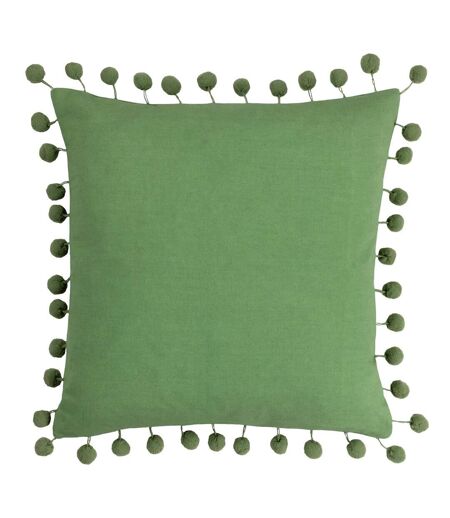 Furn Dora Pom Pom Velvet Square Throw Pillow Cover (Leaf Green) (45cm x 45cm)