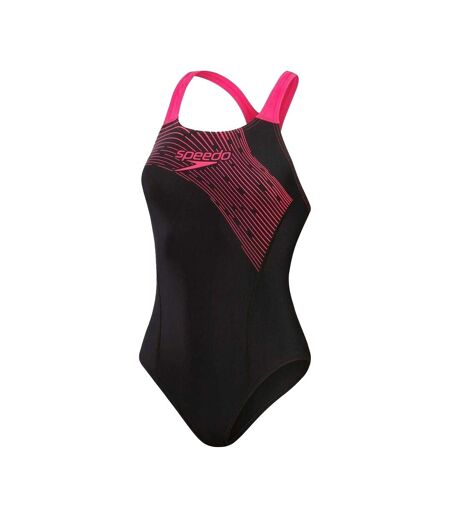 Maillot De Bain 1 Pièce Motif/style À Rayures Medley Medalist Femme Noir Rose À Rayures Speedo