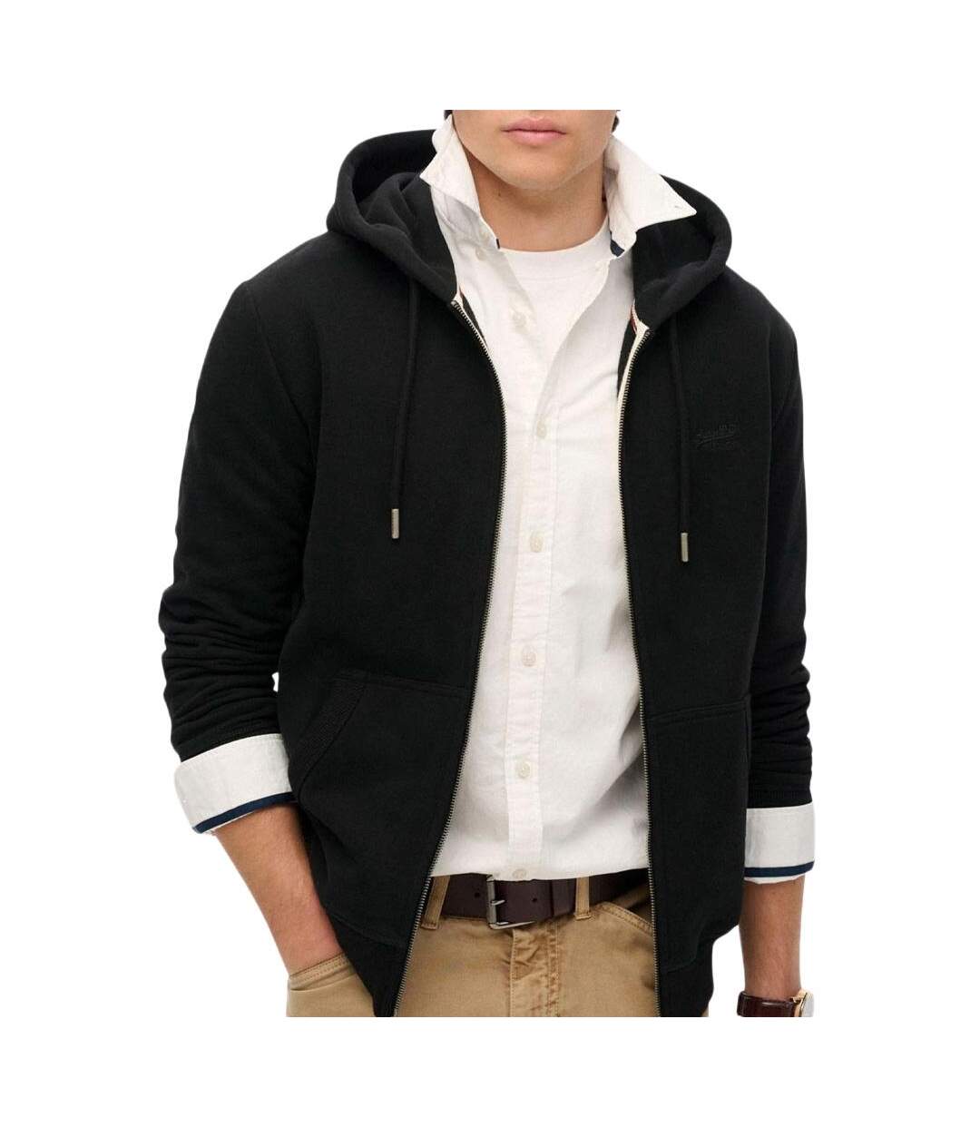 Sweat zippé noir homme superdry essential-1