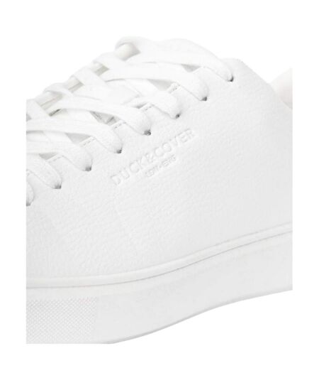Mens kremes leather-look pu trainers white Duck and Cover