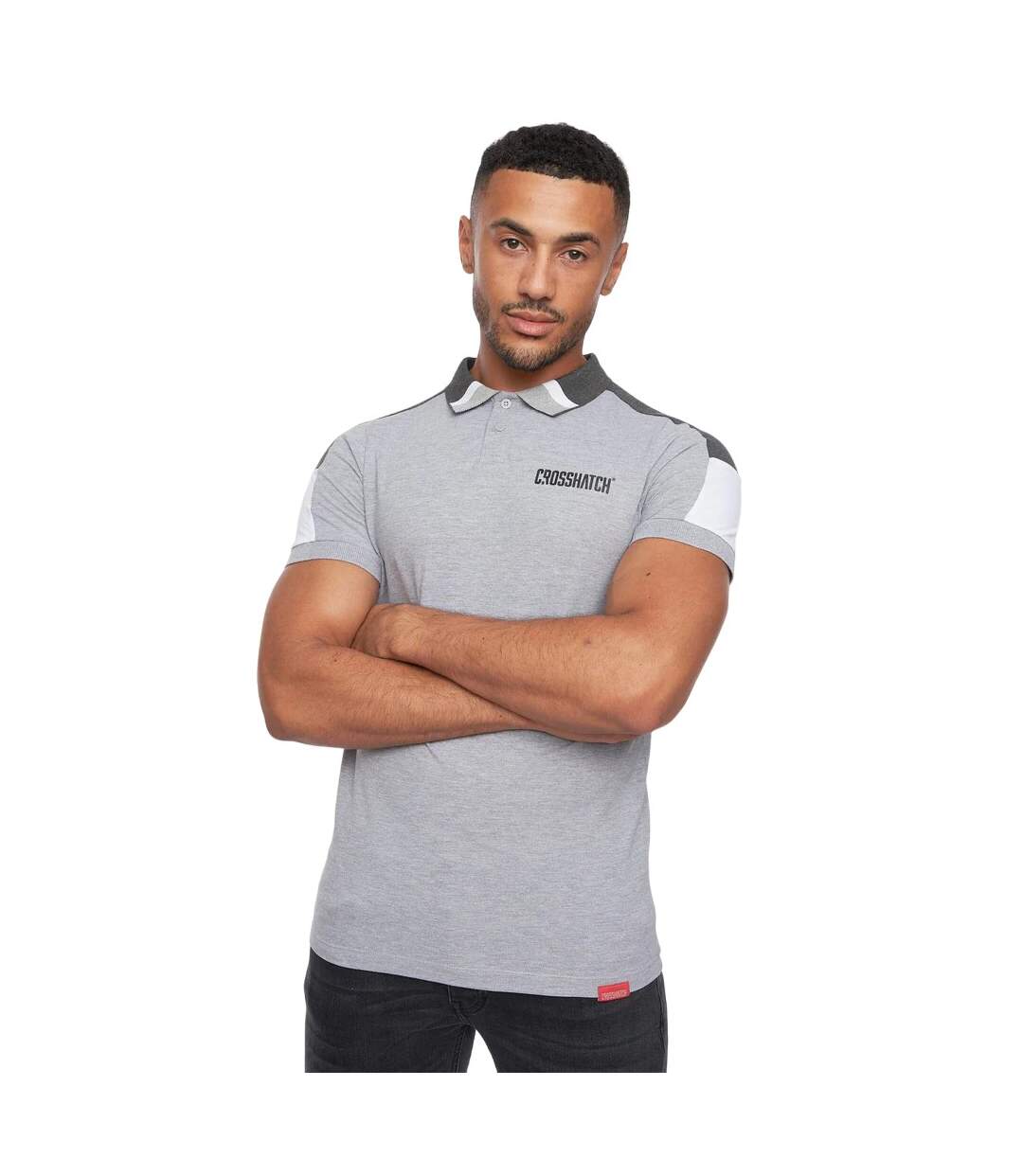 Polo cramsures homme gris chiné Crosshatch-1