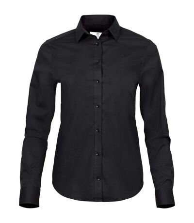 Tee Jays Womens/Ladies Stretch Luxury Long Sleeve Poplin Shirt (Black)