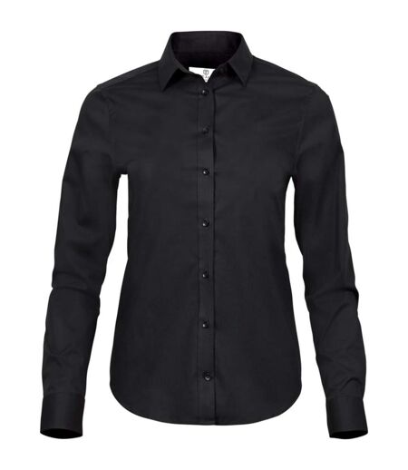 Tee Jays Womens/Ladies Stretch Luxury Long Sleeve Poplin Shirt (Black) - UTPC3548