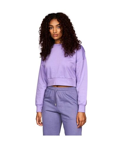 Womens/ladies catalina crew neck crop sweatshirt purple Juice