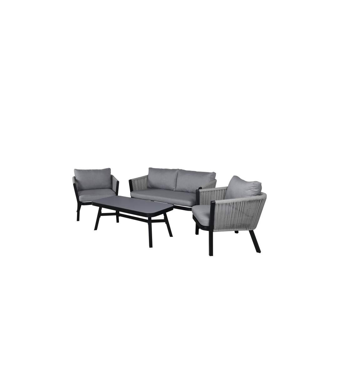 Salon de Jardin Virya 150cm Noir & Gris-2