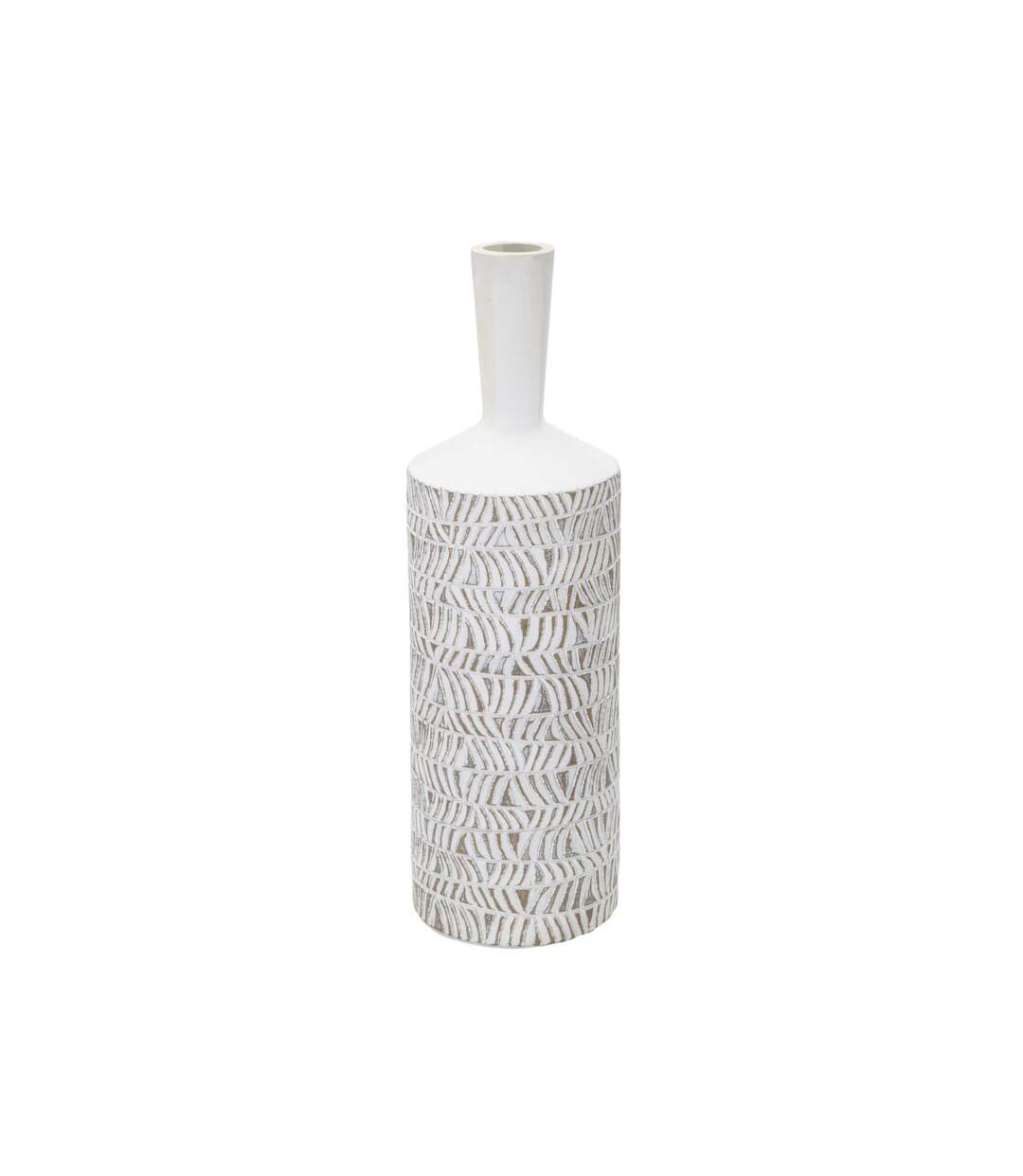 Vase Bouteille Abstrait Nairobi 49cm Blanc-1