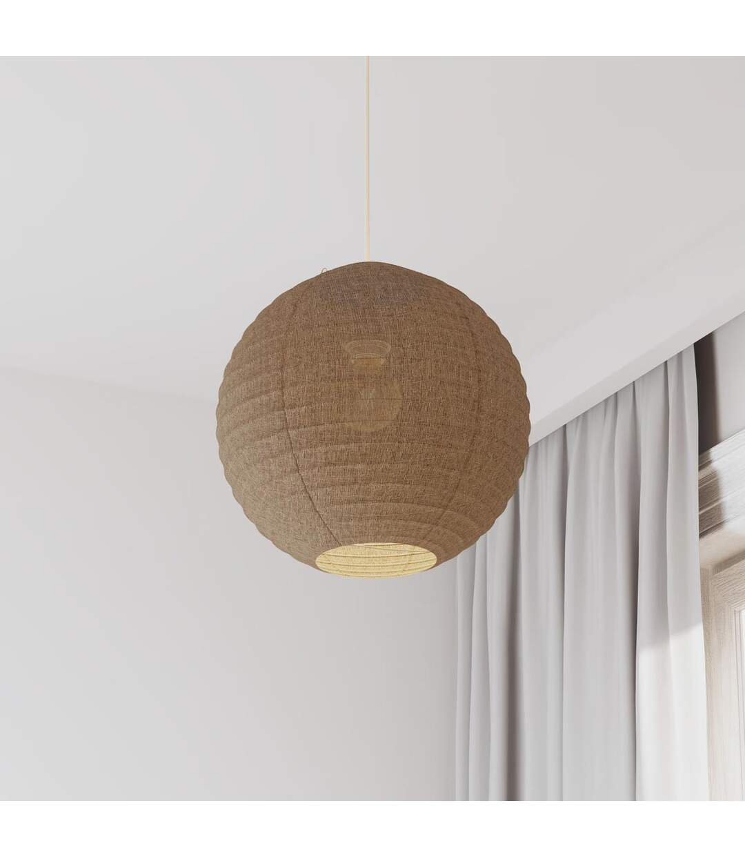 Lanterne Japonaise Boule Jordy 35cm Beige-4