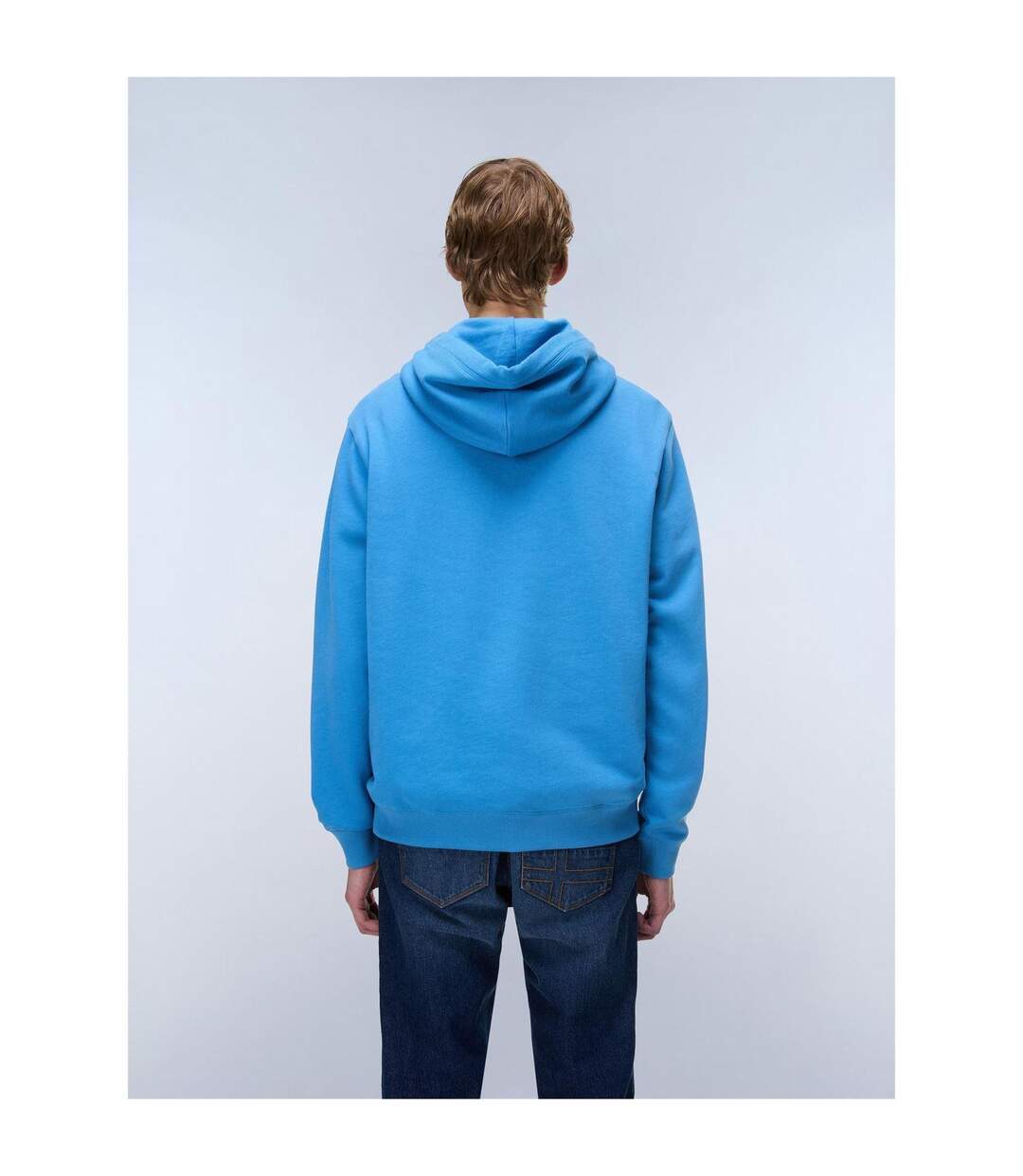 Mens Box Logo Cotton Loose Fit Hoodie Blue Napapijri-4