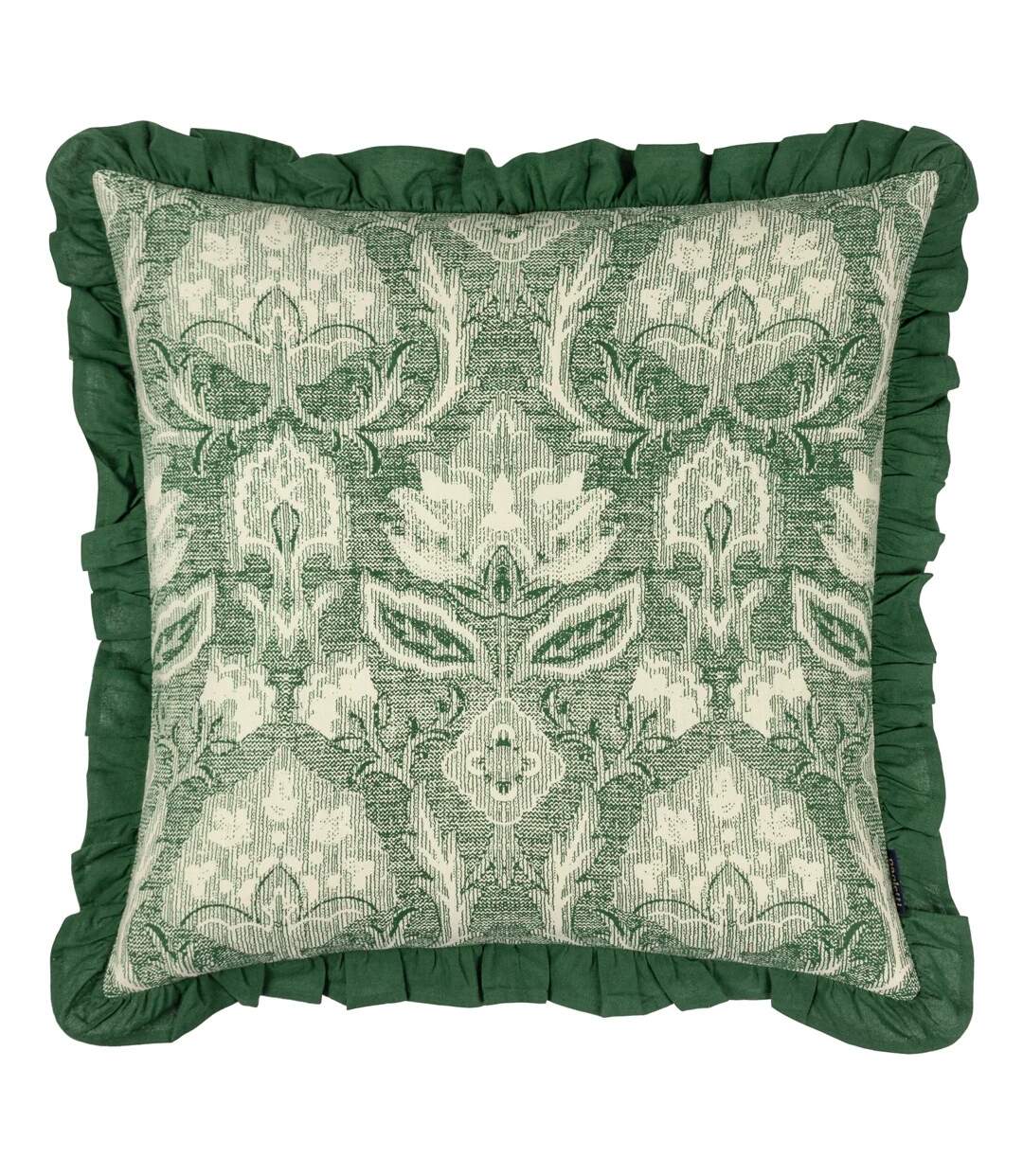 Kirkton pleated floral cushion cover 50cm x 50cm bottle green Paoletti-1