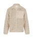 Unisex adult sherpa recycled fleece jacket natural Front Row-1