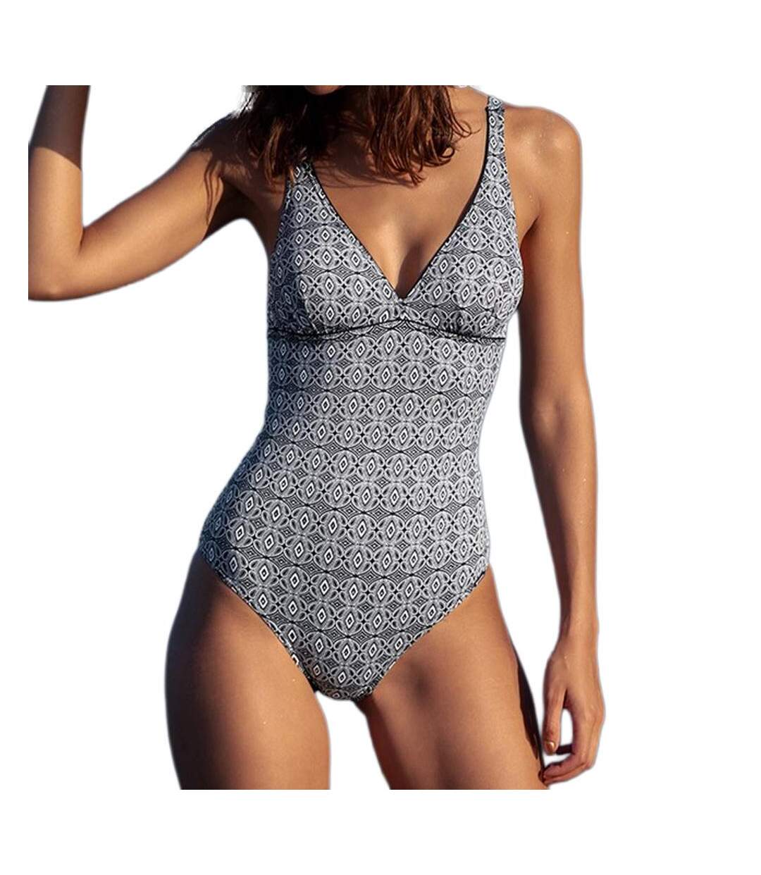 Maillot de bain noir/blanc femme grain de sable eva-1