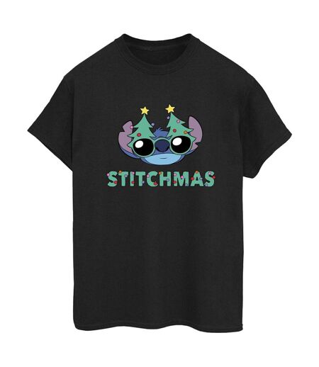 Disney Womens/Ladies Lilo & Stitch Stitchmas Glasses Cotton Boyfriend T-Shirt (Noir) - UTBI30656