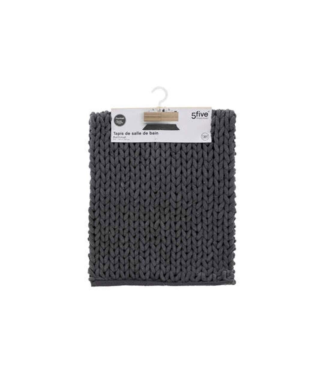 Tapis de Salle de Bain Tissé Épais 50x120cm Gris Foncé-4
