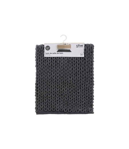 Tapis de Salle de Bain Tissé Épais 50x120cm Gris Foncé
