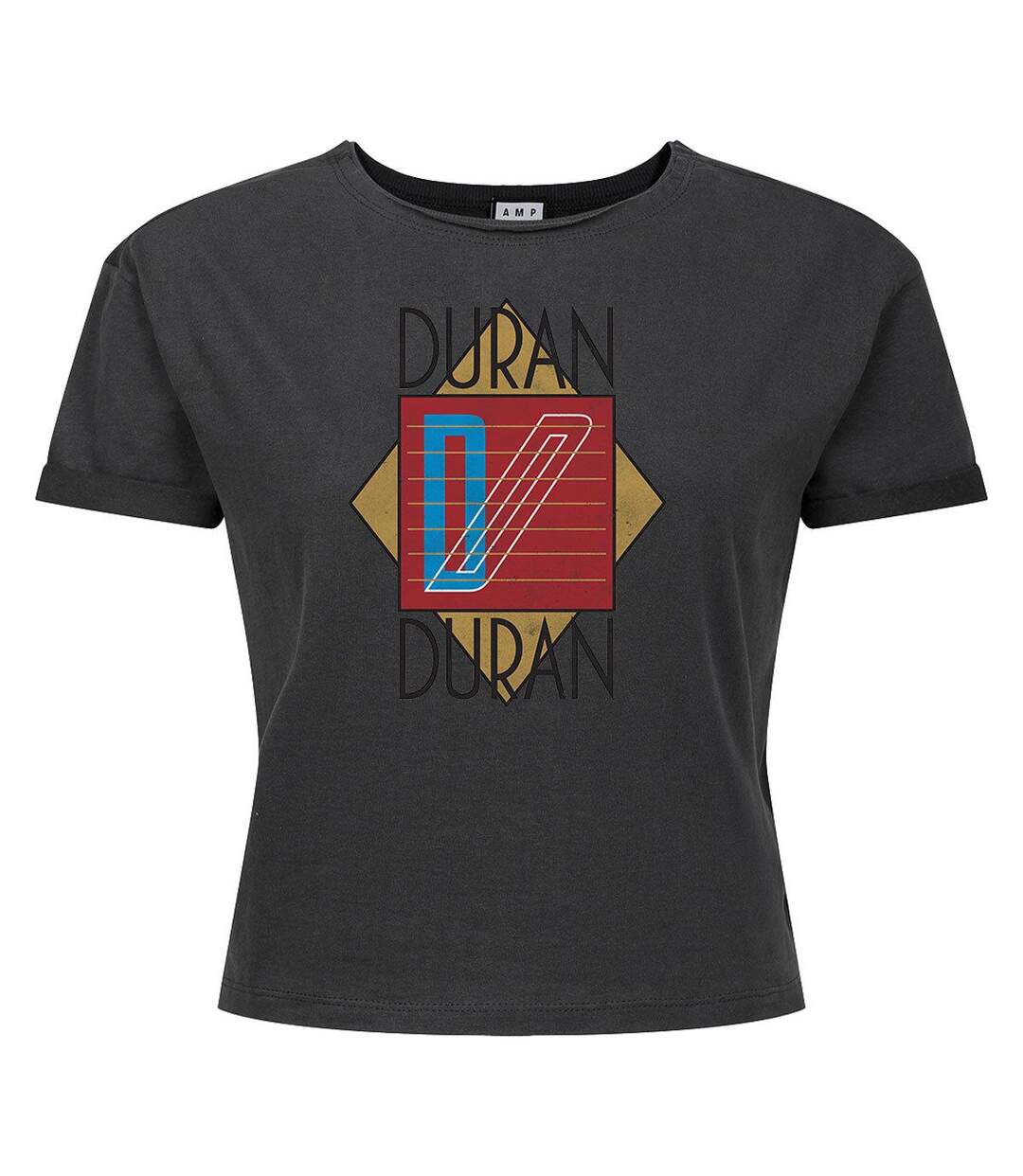 Womens/ladies Duran Duran Logo Crop Top Charcoal Amplified-1