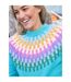 Womens/ladies Geometric Yoke Detail Jumper Turquoise WoolOvers-1
