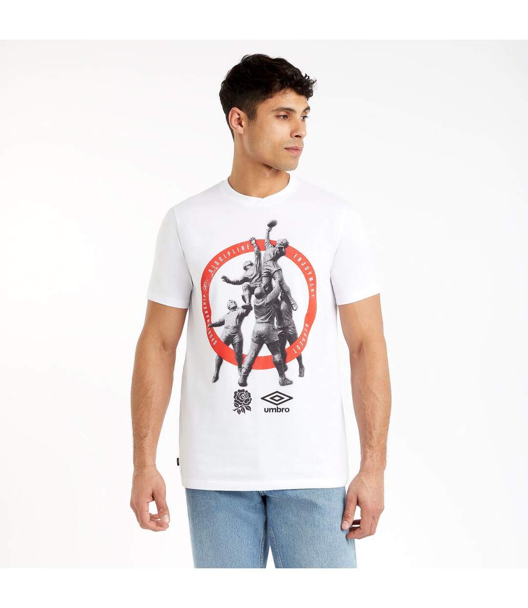 Mens line out england rugby t-shirt white Umbro-4