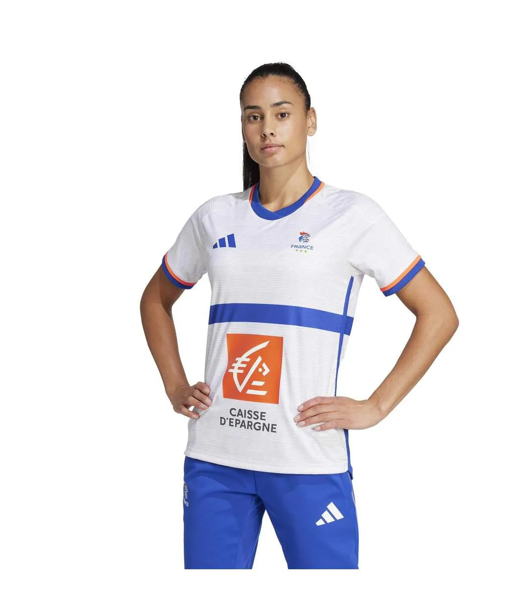 Maillot Handball Motif/style France Ffr Femme Blanc Adidas-2