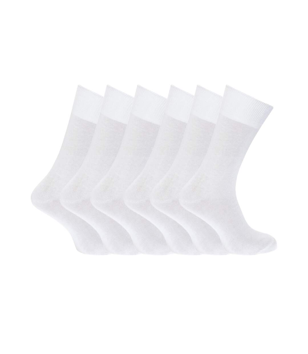 Lot de 6  Chaussettes unies 100% coton paires homme blanc Floso