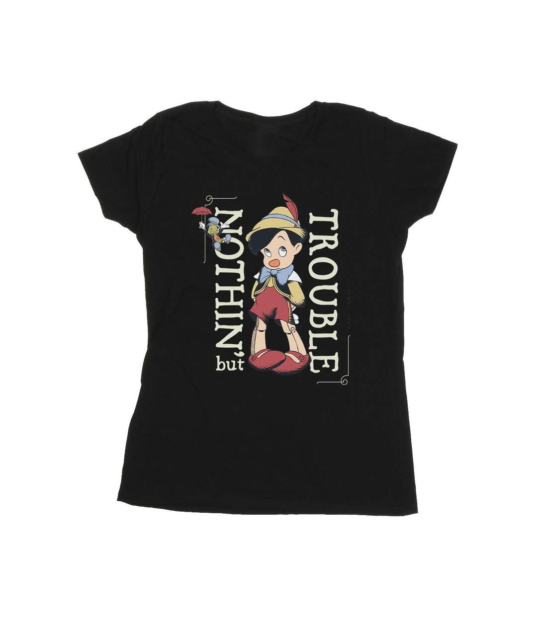 Disney T-shirt en coton Pinocchio Nothing But Trouble - Femmes/Ladies (Noir) - UTBI36725-1
