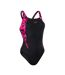 Speedo Womens/Ladies Muscleback Logo One Piece Bathing Suit (Black/Pink) - UTCS1785
