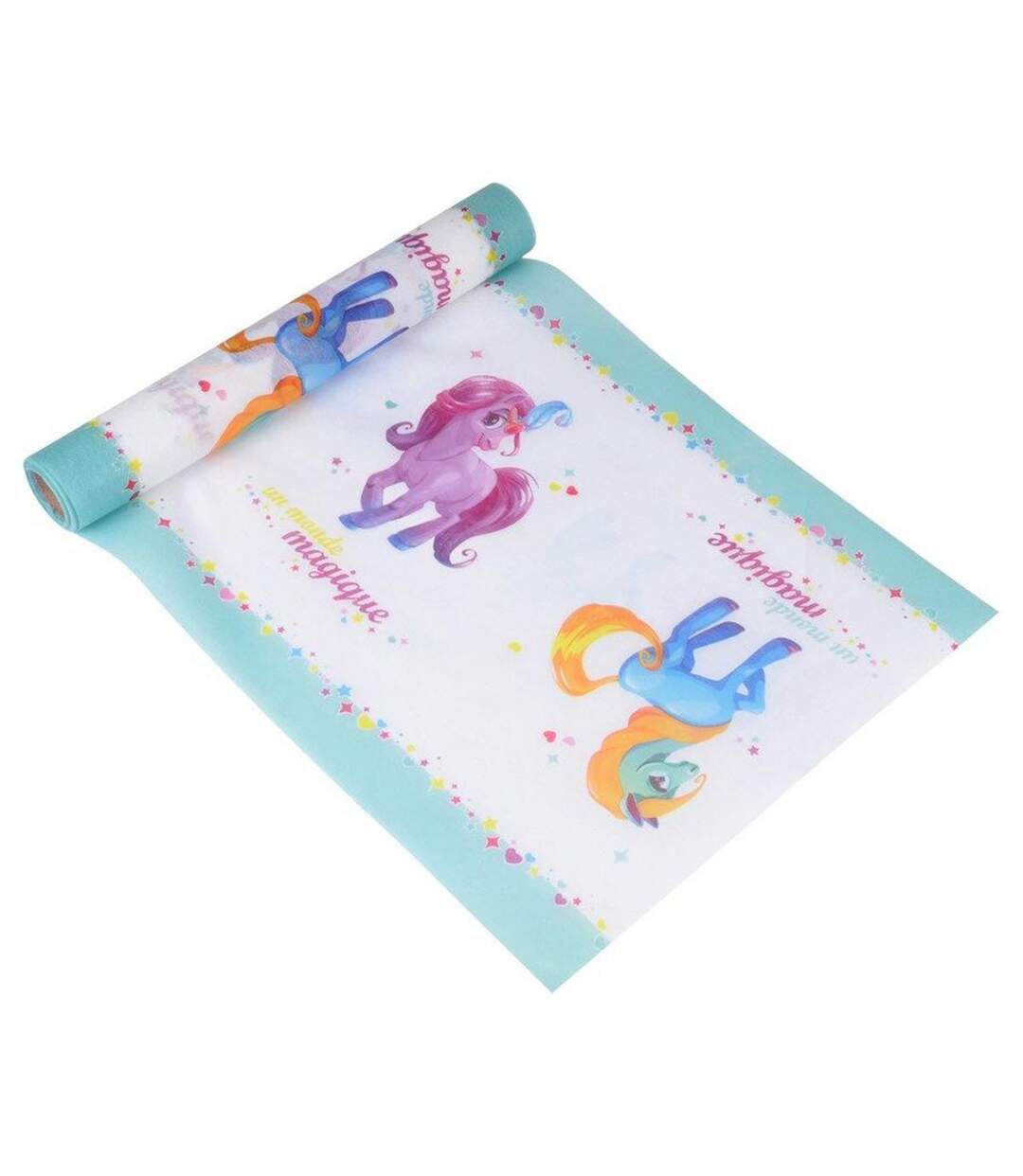 Chemin de Table Jetable Poney 28cmx5m Blanc-1