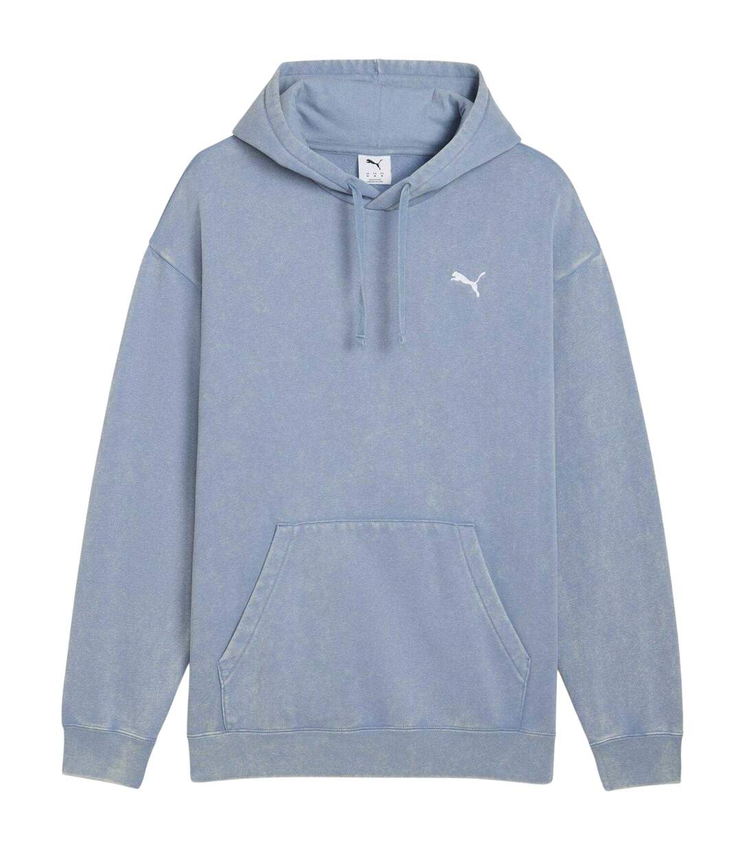 Mens Elevated Acid Wash Relaxed Fit Hoodie Cool Blue Puma-2