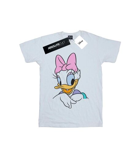 Disney Womens/Ladies Daisy Duck Big Portrait Cotton Boyfriend T-Shirt (Blanc) - UTBI37867