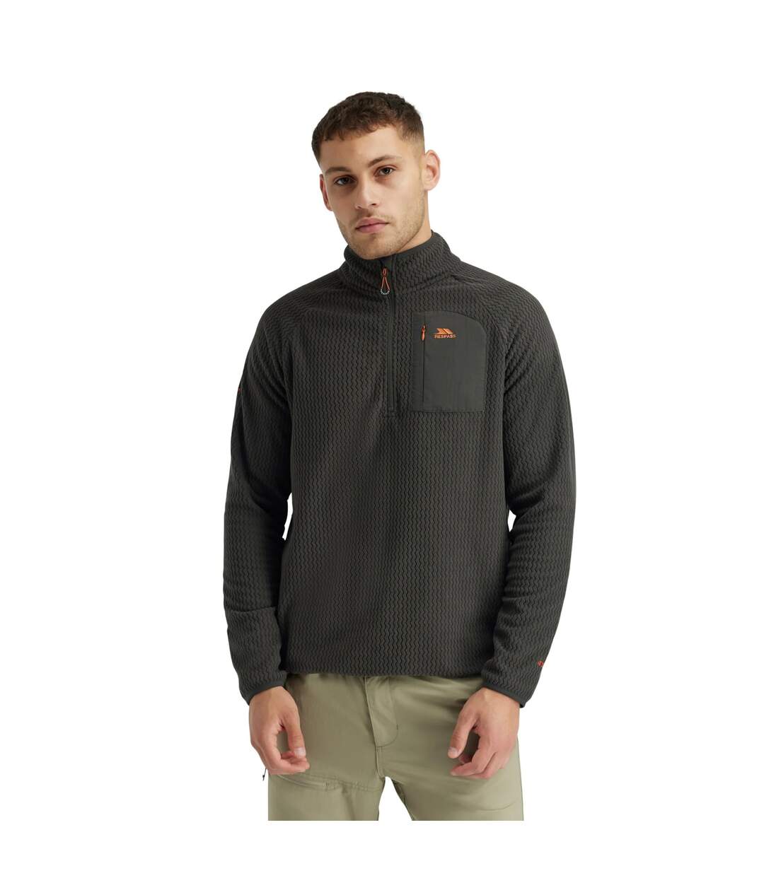 Polaire À Col Montant Zippé Et Poche Sur Poitrine Harry Homme Anthracite Trespass-4