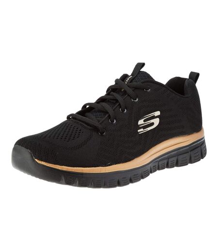 Womens/ladies graceful get connected trainers black/rose gold Skechers