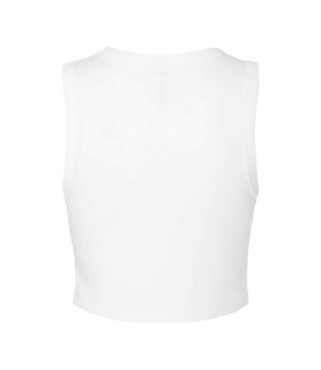 Womens/ladies Muscle Micro-rib Cropped Vest Top Solid White Bella + Canvas