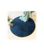 Tapis Rond Imitation Fourrure Doucea 80cm Bleu Canard-3