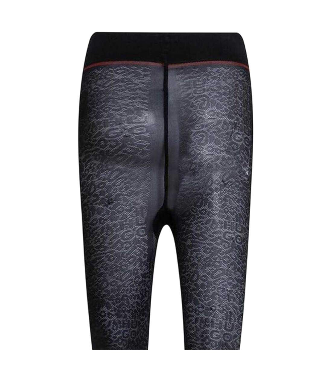 Womens/ladies Logo Leopard Print Tights Black Hugo-3