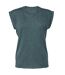 Bella + Canvas Womens/Ladies Flowy Rolled Cuff Muscle T-Shirt (Heather Teal)