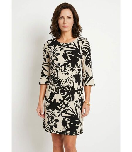 Robe droite courte fleurie fluide