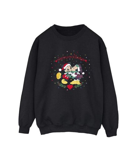 Disney Sweat-shirt de Noël Mickey Mouse Mickey Minnie Womens/Ladies (Noir) - UTBI28888