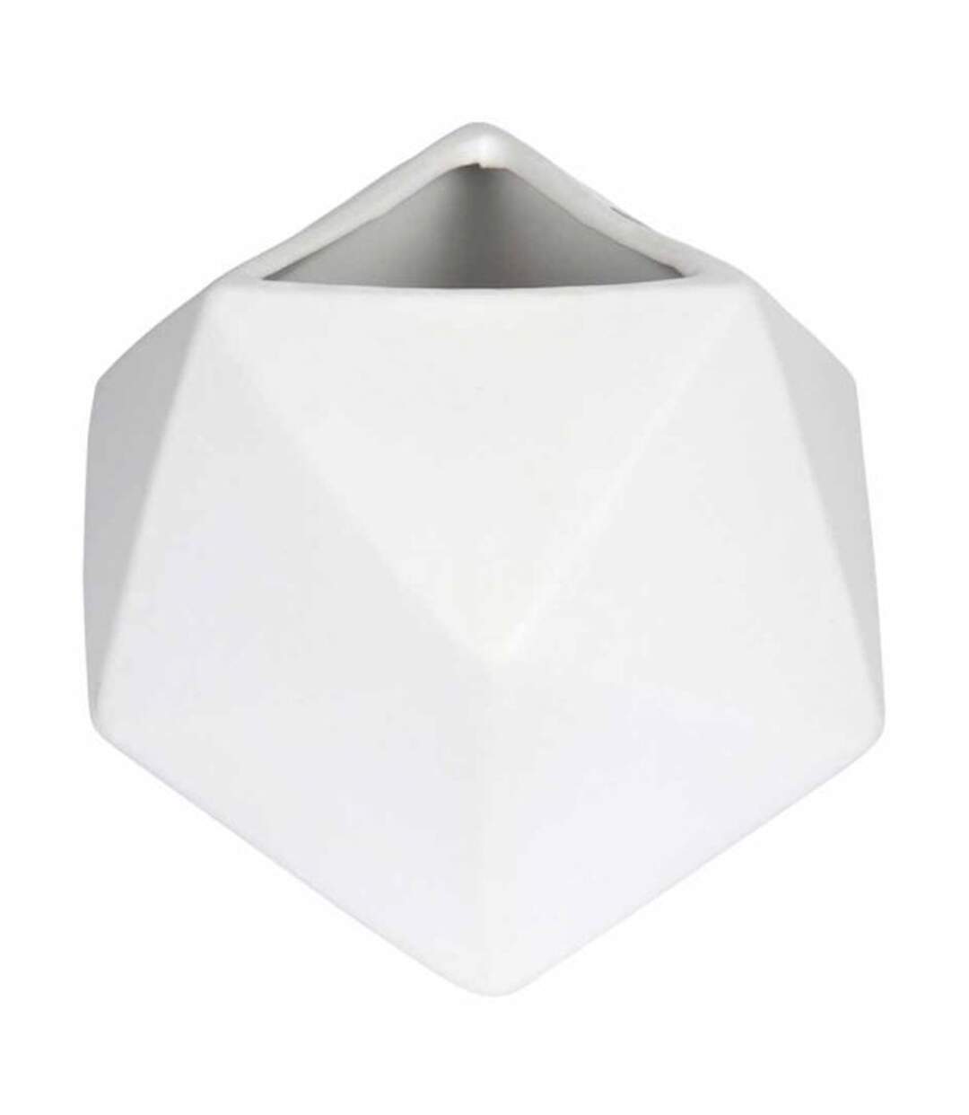 Vase Déco en Céramique Geometrik 19cm Blanc-1