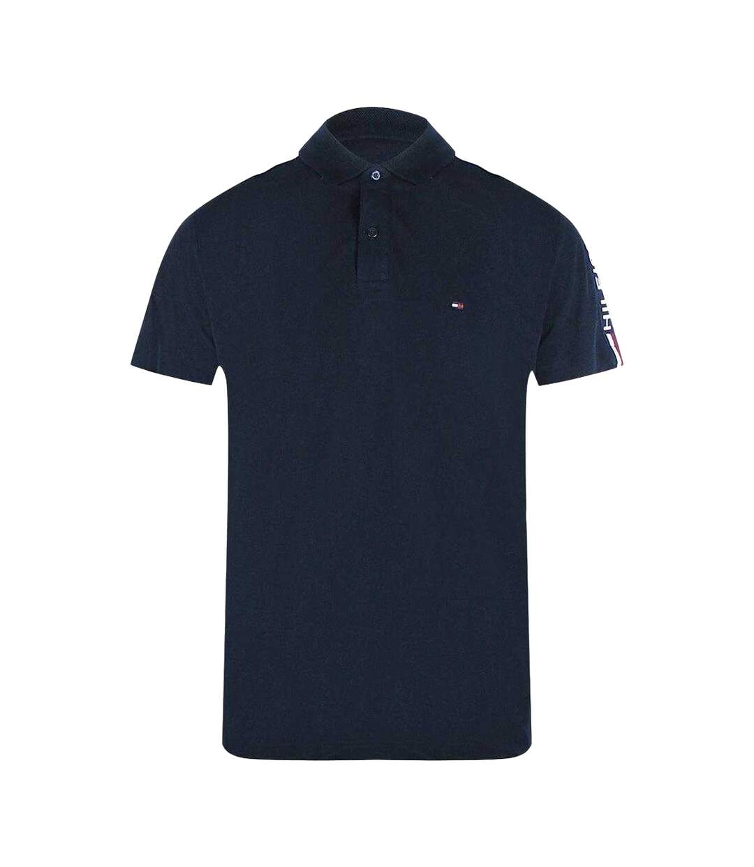 Mens Taped Sleeve Polo Shirt Navy Blue Tommy Hilfiger-1