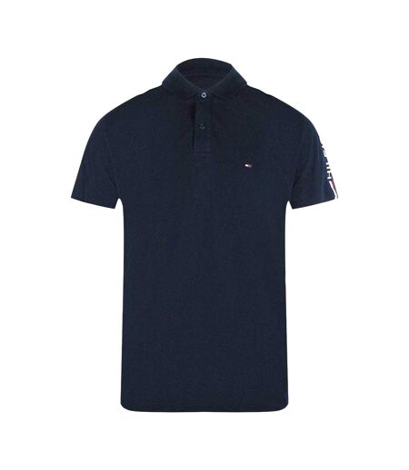 Mens Taped Sleeve Polo Shirt Navy Blue Tommy Hilfiger