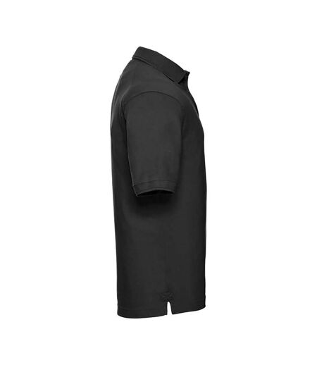 Russell Mens Ripple Collar & Cuff Short Sleeve Polo Shirt (Black) - UTBC572