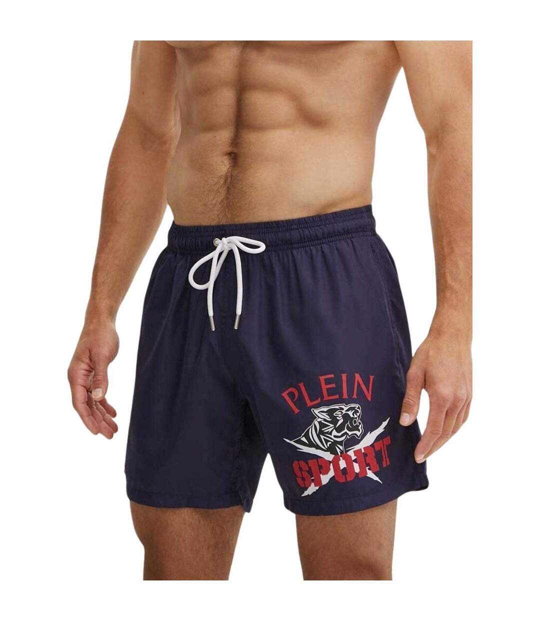 Short De Bain Motif/style Tigre Homme Bleu Marine Foncé Plein Sport-1
