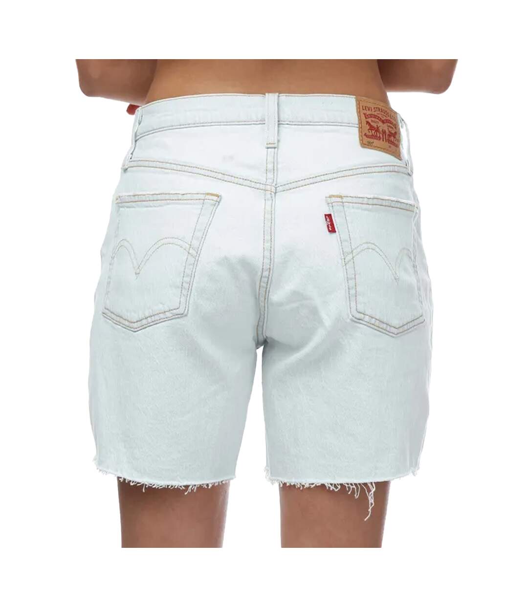 Womens/ladies 501 Mid Thigh Shorts Light Blue Levis-2