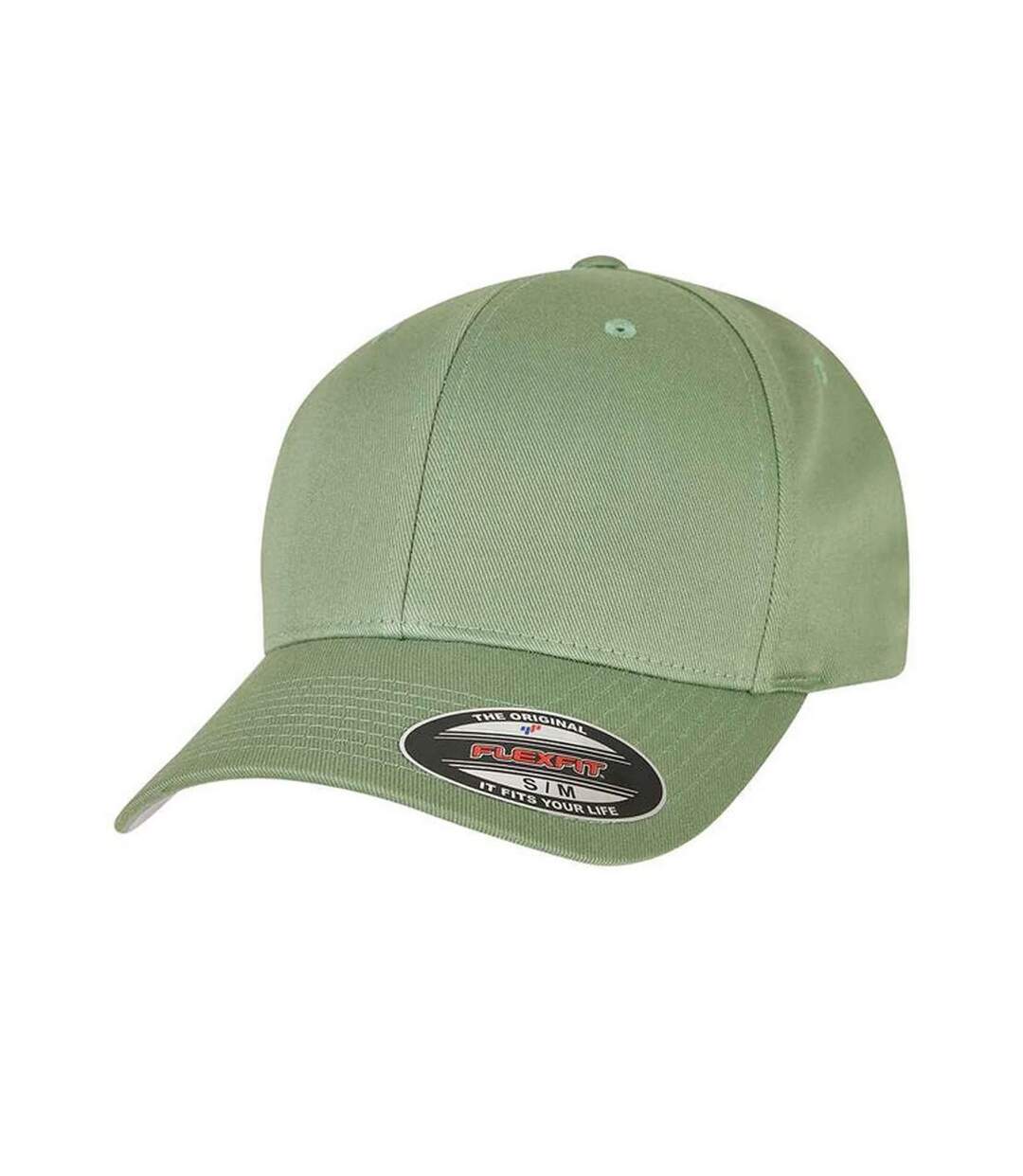Childrens/kids Wooly Combed Baseball Cap Dark Leaf Green Flexfit-1