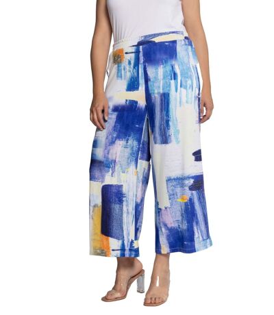 ULLA POPKEN Culotte Mary coups de pinceau ceinture élastique bleu NEUF
