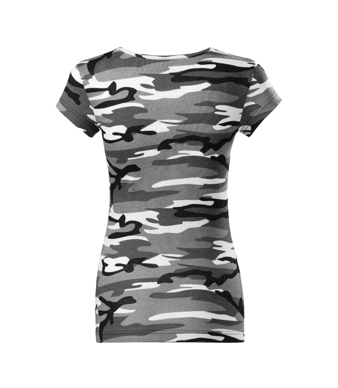 T-shirt Motif/style Camouflage Pure Femme Blanc Noir Gris Malfini-1