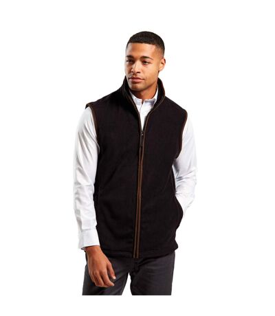 Mens Artisan Fleece Gilet Black Brown Premier