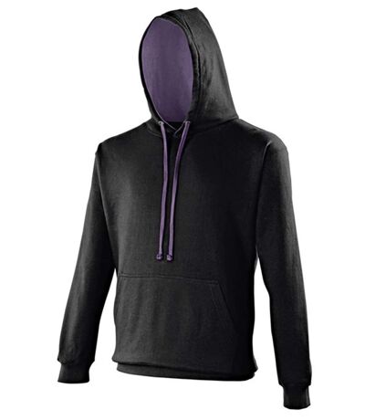 Sweat à capuche contrastée unisexe - JH003 - noir et violet