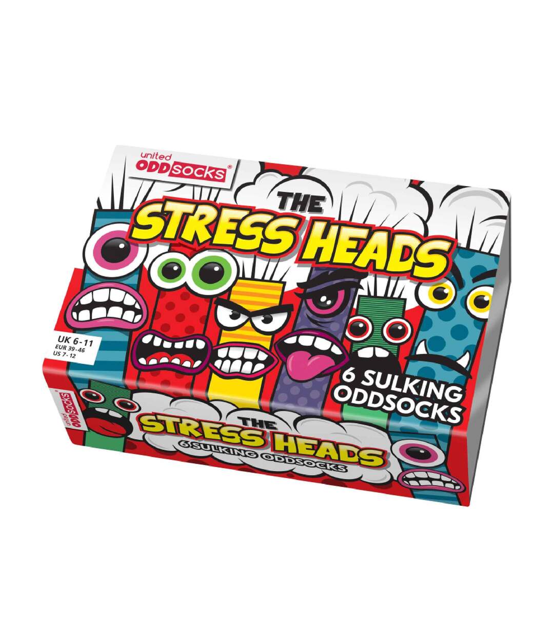 6 Pack Mens Stress Heads Novelty Odd Socks in Gift Box-2