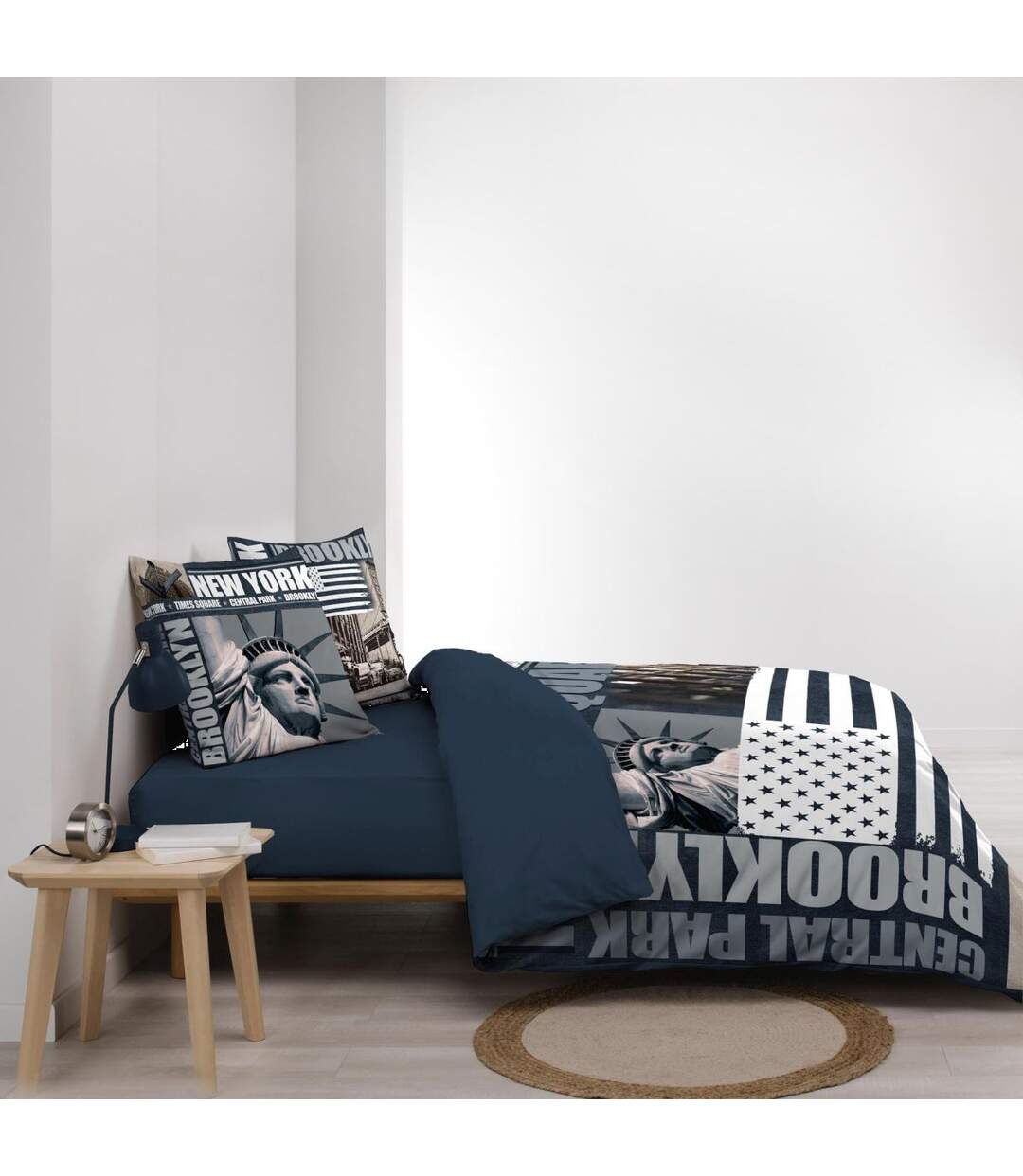 Parure de Lit 3 Pièces Brooklyn 240x220cm Bleu-3